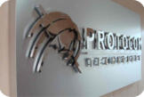 Brushed metal and polished stainless sign
